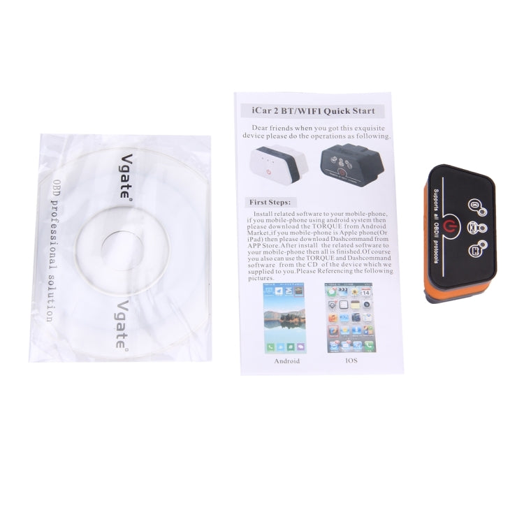 Vgate iCar II Super Mini ELM327 OBDII Bluetooth V3.0 Car Scanner Tool, Support Android OS, Support All OBDII Protocols, Bluetooth V3.0 Black, Bluetooth V3.0 Oragne, Bluetooth V3.0  White, Bluetooth V3.0 Orange + Black, Bluetooth V3.0 Blue              ...