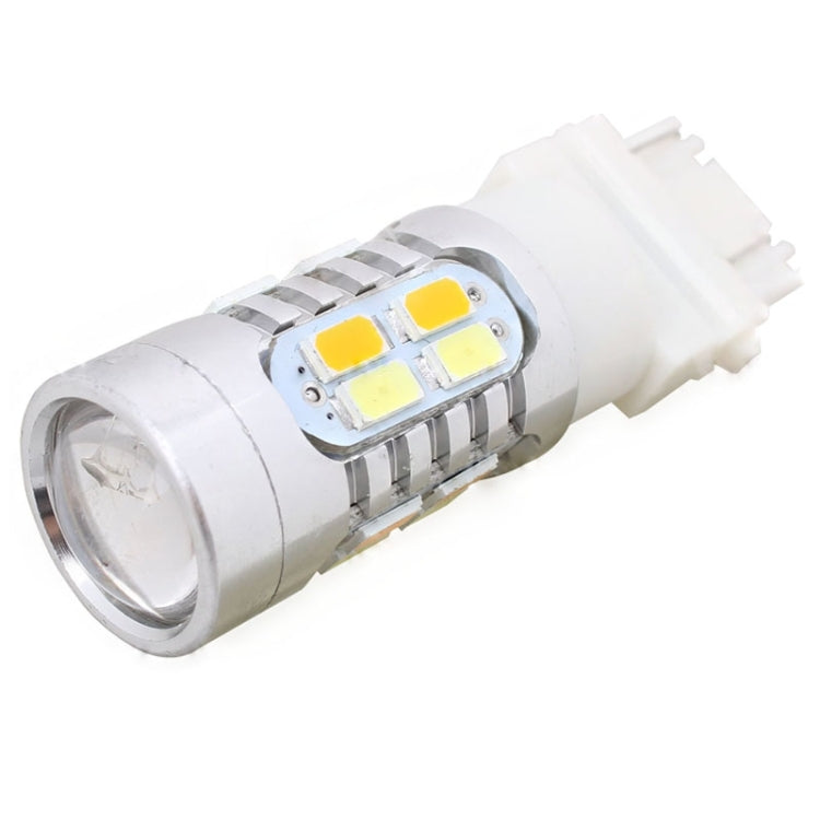 2PCS T25 10W 700LM Yellow + White Light Dual Wires 20-LED SMD 5630 Car Brake Light Lamp Bulb, Constant Current, DC 12-24V, T25 Dual Wires
