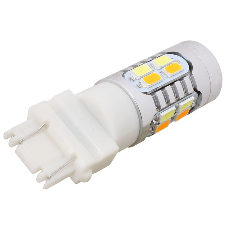2PCS T25 10W 700LM Yellow + White Light Dual Wires 20-LED SMD 5630 Car Brake Light Lamp Bulb, Constant Current, DC 12-24V, T25 Dual Wires