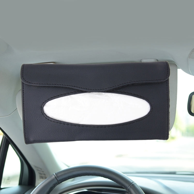 Elegant PU Leather Car Sun Visor Tissue Paper Holder Dispenser Box, Car Sun Visor Tissue Box, Black, Grey