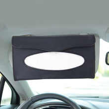Load image into Gallery viewer, Elegant PU Leather Car Sun Visor Tissue Paper Holder Dispenser Box, Car Sun Visor Tissue Box, Black, Grey