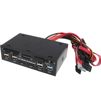 5.25 inch Media PC Dashboard Card Reader 2 x USB 3.0 + 6 x USB 2.0 SATA, 2 x USB 3.0 + 6 x USB 2.0 SATA