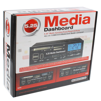 5.25 inch Media PC Dashboard Card Reader 2 x USB 3.0 + 6 x USB 2.0 SATA, 2 x USB 3.0 + 6 x USB 2.0 SATA