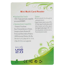 Load image into Gallery viewer, USB 2.0 Multi Card Reader, Support SD/MMC, MS, TF, M2 Card