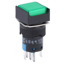 Load image into Gallery viewer, Car DIY Square Button Push Switch with Lock &amp; LED Indicator, DC 24V, With Lock DC 24V Red, With Lock DC 24V Green