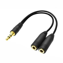Load image into Gallery viewer, 3.5mm Male to Dual 3.5mm Female Earphone Splitter adapter, Length: Approx 25cm, 3.5mm Male to 2 x 3.5mm Female