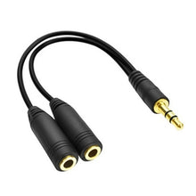 Load image into Gallery viewer, 3.5mm Male to Dual 3.5mm Female Earphone Splitter adapter, Length: Approx 25cm, 3.5mm Male to 2 x 3.5mm Female