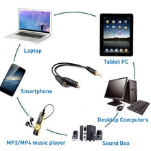 Load image into Gallery viewer, 3.5mm Male to Dual 3.5mm Female Earphone Splitter adapter, Length: Approx 25cm, 3.5mm Male to 2 x 3.5mm Female