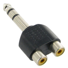 Load image into Gallery viewer, 6.35mm Male to 2 RCA Stereo Headphone Jack Adapter, 6.35mm to 2 RCA Female