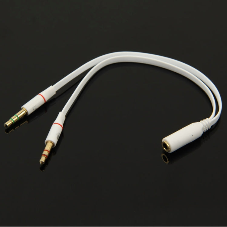 3.5mm female to 3.5mm Male Microphone Jack + 3.5mm Male Earphone Jack Adapter Cable, White