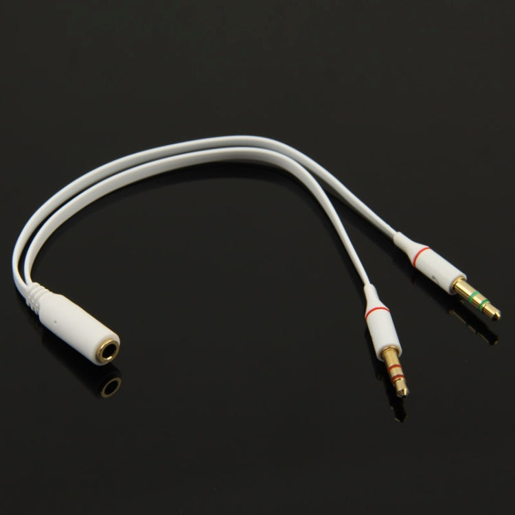 3.5mm female to 3.5mm Male Microphone Jack + 3.5mm Male Earphone Jack Adapter Cable, White
