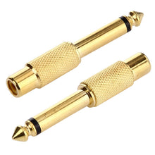 Load image into Gallery viewer, Gold Plated 6.35mm Memo Male to RCA Headphone Jack Adapter, 6.35 Male to RCA Female