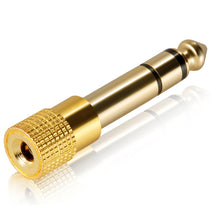 Load image into Gallery viewer, Gold Plated 6.35mm Male to 3.5mm Stereo Jack Adaptor Socket Adapter, 6.35 Male to 3.5mm Female
