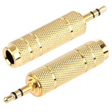 Load image into Gallery viewer, Gold Plated 3.5mm Plug to 6.35mm Stereo Jack Adaptor Socket Adapter, 3.5mm Male to 6.35 Female