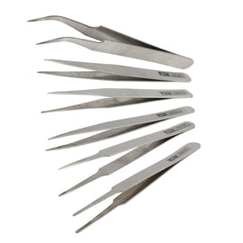 6 PCS Stainless Steel TS-10/ 11/ 12/ 13/ 14/ 15 Straight and Angled Tweezerses