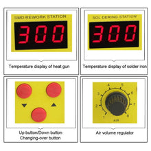 Load image into Gallery viewer, BEST BST-898D 2 in 1 AC 220V 720W LED Displayer Helical Wind Adjustable Temperature Unleaded Hot Air Gun + Solder Station &amp; Soldering Iron, BST-898D EU Plug, BST-898D US Plug
