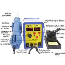 Load image into Gallery viewer, BEST BST-898D 2 in 1 AC 220V 720W LED Displayer Helical Wind Adjustable Temperature Unleaded Hot Air Gun + Solder Station &amp; Soldering Iron, BST-898D EU Plug, BST-898D US Plug