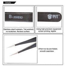 Load image into Gallery viewer, BEST BST-200ESD 202 Stainless Steel Anti-static Tip Tweezers, BST-200ESD