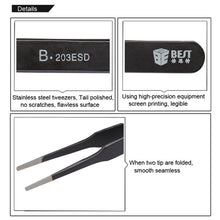 Load image into Gallery viewer, BEST BST-203ESD 202 Stainless Steel Anti-static Tip Tweezers, BST-203ESD