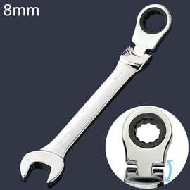8mm Dual-use Opening Plum Ratcheting Angled Wrench , Length: 13.8cm, 8mm
