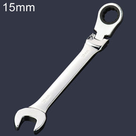 15mm Dual-use Opening Plum Ratcheting Angled Wrench , Length: 19.5cm, 15mm