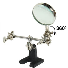 Load image into Gallery viewer, Helping Hand Magnifier, Hand Soldering Iron Stand Helping 2x Optical Magnifying Solder Tool, 2X