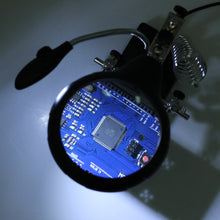 Load image into Gallery viewer, 5 LED Auxiliary Clip Magnifier AC/DC Interchangeable with Soldering Stand &amp; Two Magnifier, EU Plug, 2.5X, EU Plug