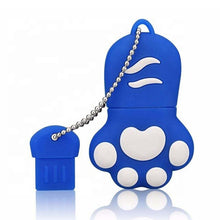 Load image into Gallery viewer, 16GB Bear Paw Shaped Silicone USB 2.0 Flash Disk with Anti Dust Cup, 16GB (Blue)