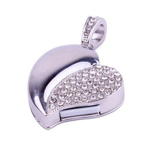 Load image into Gallery viewer, Silver Heart Shaped Diamond Jewelry USB Flash Disk, Special for Valentines Day Gifts , 2GB, 4GB, 8GB, 16GB, 32GB