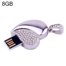 Load image into Gallery viewer, Silver Heart Shaped Diamond Jewelry USB Flash Disk, Special for Valentines Day Gifts , 2GB, 4GB, 8GB, 16GB, 32GB