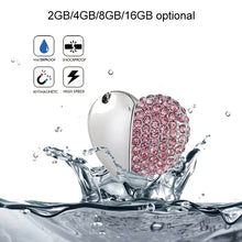 Load image into Gallery viewer, Heart Shaped Diamond Jewelry USB Flash Disk, Special for Valentines Day Gifts , 2GB, 4GB, 8GB, 16GB