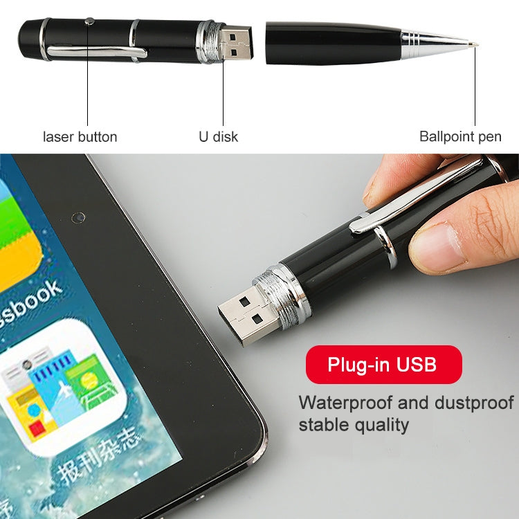 3 in 1 Laser Pen Style USB Flash Disk,16GB (Black), 16GB (Black)