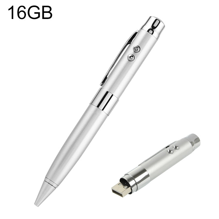 3 in 1 Laser Pen Style USB Flash Disk, Silver (16GB), 2GB (Silver), 4GB (Silver), 8GB (Silver), 16GB (Silver), 2GB (Black), 4GB (Black), 8GB (Black), 16GB (Black)