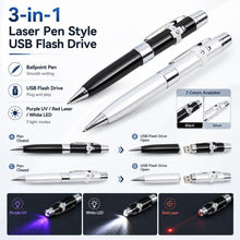 Load image into Gallery viewer, 3 in 1 Laser Pen Style USB Flash Disk, Silver (16GB), 2GB (Silver), 4GB (Silver), 8GB (Silver), 16GB (Silver), 2GB (Black), 4GB (Black), 8GB (Black), 16GB (Black)