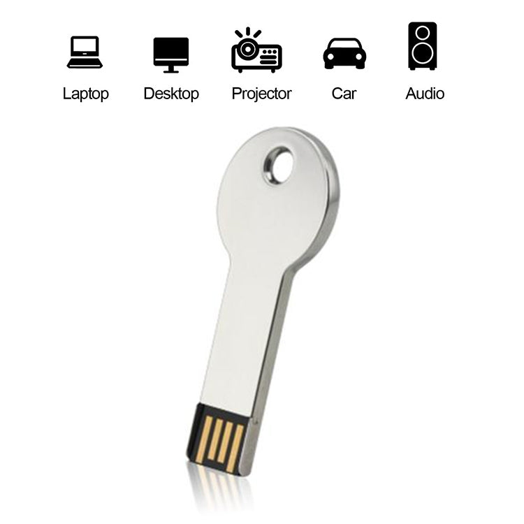 Silver Metal Key Style USB 2.0 Flash Disk (32GB)(Silver), 32GB