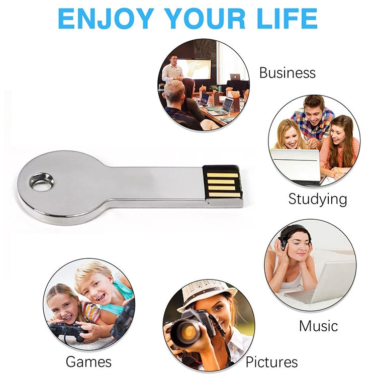 Silver Metal Key Style USB 2.0 Flash Disk (32GB)(Silver), 32GB