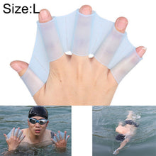 Load image into Gallery viewer, Silicone Swimming Web Fins Hand Flippers Training Gloves, L, Size: L Blue