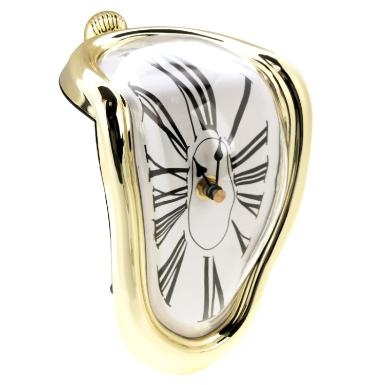 Roman Numeral Novelty Distorted Retro Timepiece Art Warp Chrome Melting Quartz Irregular Clock