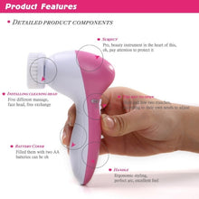 Load image into Gallery viewer, 5 in 1 Beauty Care Brush Massager Scrubber Face Skin Care Electric Facial Cleanser, 5 in 1 AE-8782