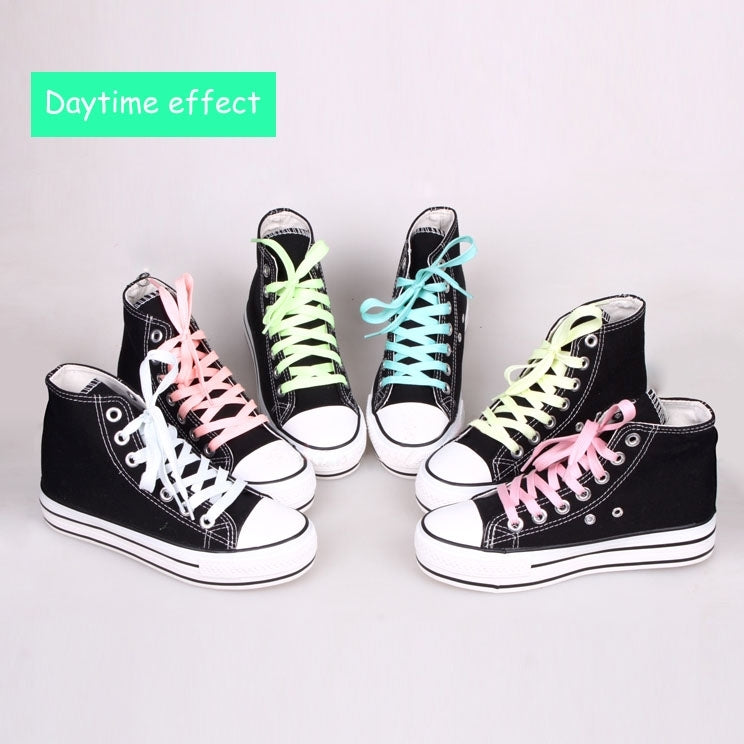 2 PCS Fashion Sports Fluorescent Color Flat Shoelaces