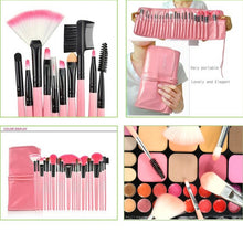 Load image into Gallery viewer, 24 PCS Goat Hair Pink Handle Makeup Brush Set with Pink Pouch, 24pcs