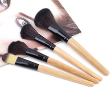 Load image into Gallery viewer, 24 PCS Horse Hair Wooden Handle Cosmetic Brush Set with Black Leather Bag, 24 PCS