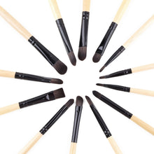 Load image into Gallery viewer, 24 PCS Horse Hair Wooden Handle Cosmetic Brush Set with Black Leather Bag, 24 PCS