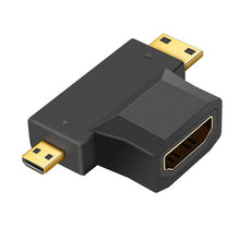 Load image into Gallery viewer, 3 in 1 HDMI Female to Mini HDMI Male + Micro HDMI Male Adapter, HDMI Female to Mini HDMI+Micro HDMI