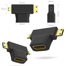 Load image into Gallery viewer, 3 in 1 HDMI Female to Mini HDMI Male + Micro HDMI Male Adapter, HDMI Female to Mini HDMI+Micro HDMI