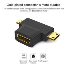 Load image into Gallery viewer, 3 in 1 HDMI Female to Mini HDMI Male + Micro HDMI Male Adapter, HDMI Female to Mini HDMI+Micro HDMI