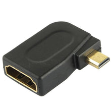 Load image into Gallery viewer, Gold Plated Micro HDMI Male to HDMI 19 Pin Female Adaptor with 90 Degree Angle, Micro HDMI to HDMI