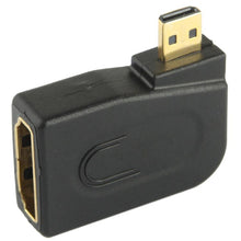 Load image into Gallery viewer, Gold Plated Micro HDMI Male to HDMI 19 Pin Female Adaptor with 90 Degree Angle, Micro HDMI to HDMI