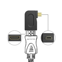 Load image into Gallery viewer, Gold Plated Micro HDMI Male to HDMI 19 Pin Female Adaptor with 90 Degree Angle, Micro HDMI to HDMI