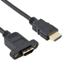 Load image into Gallery viewer, 30cm HDMI (Type-A) Male to HDMI (Type-A) Female Adapter Cable with 2 Screw Holes, HDMI AM to AF with Ear Hole (30cm)